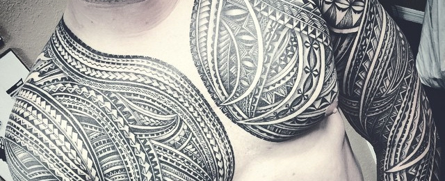 640x260 50 Polynesian Chest Tattoo Designs For Men