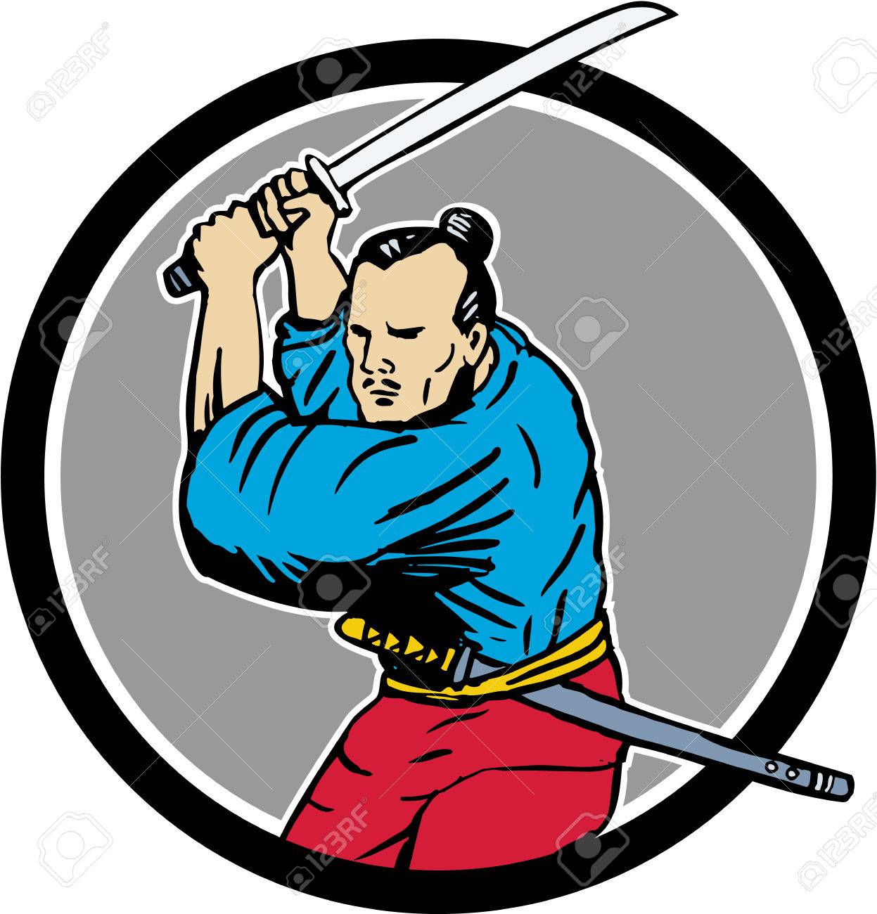 1247x1300 Drawing Sketch Style Illustration Of A Samurai Warrior Wielding