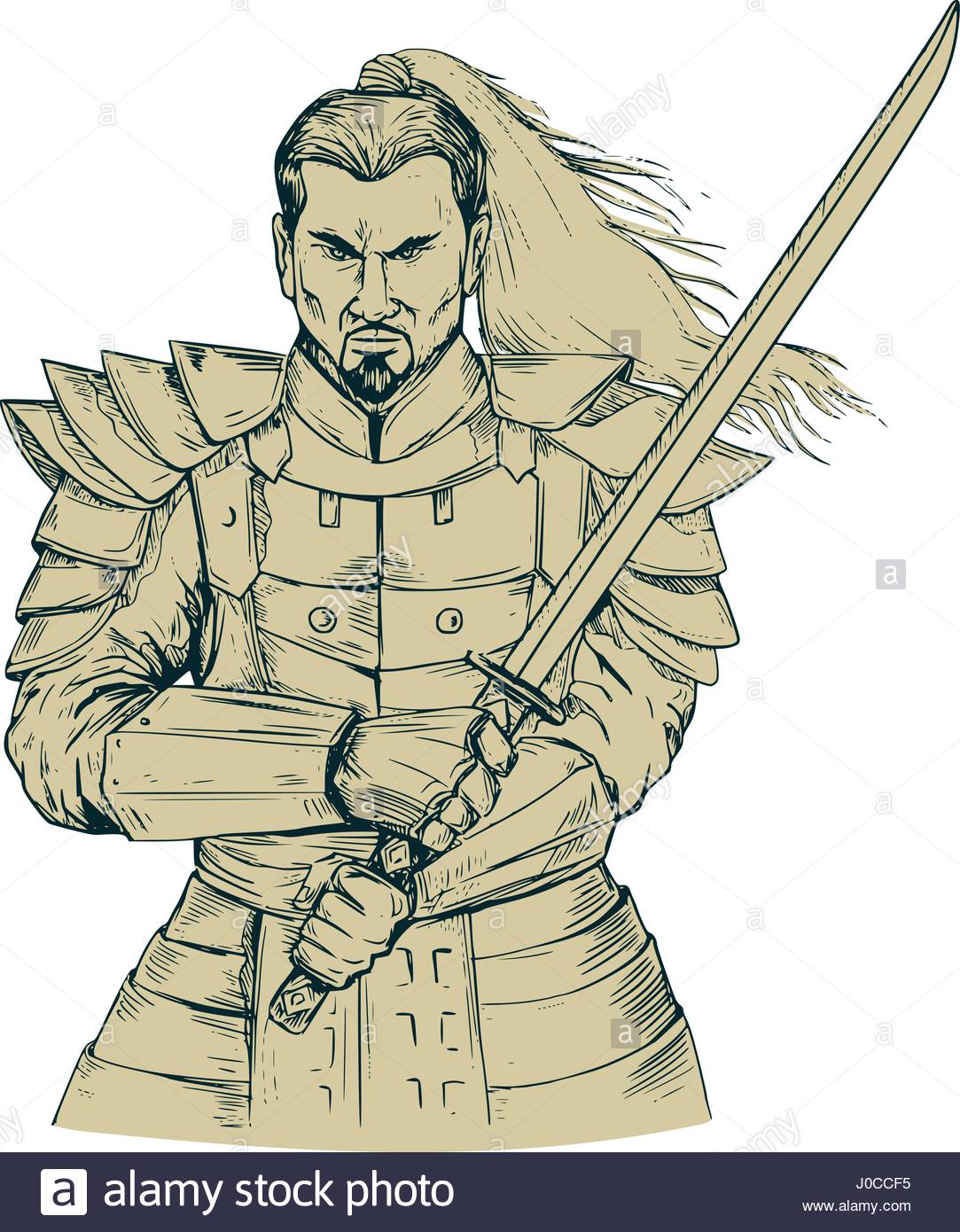1083x1390 Drawing Sketch Style Illustration Of A Samurai Warrior Holding