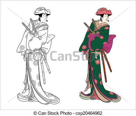 450x382 Vector Illustration Samurai Female Warrior Clip Art Vector