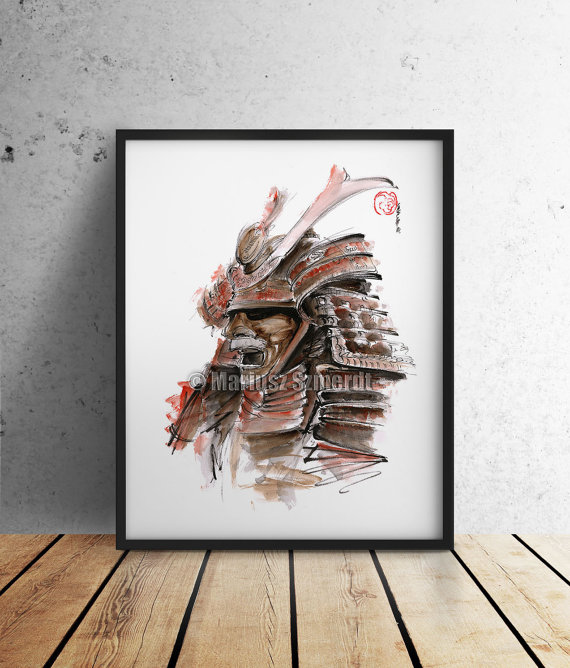 570x668 Samurai Armour Japanese Warrior Mask Drawing Japan Style