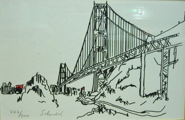 783x506 Ink Drawing San Francisco Sky View Golden Gate Bridge Architecture