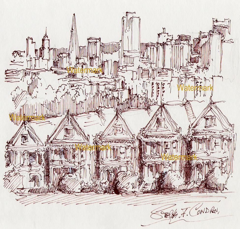 975x930 Pen Amp Ink Drawing Of Painted Ladies In San Francisco