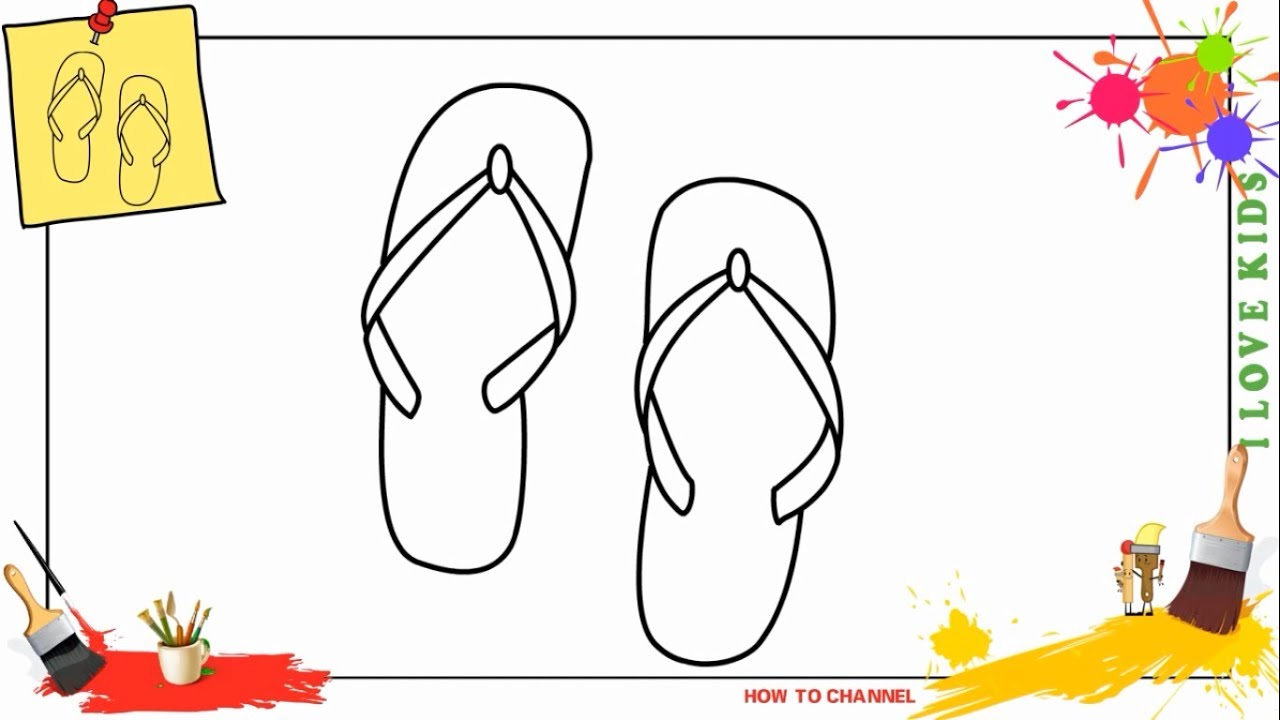 1280x720 How To Draw A Sandal Easy Amp Slowly Step By Step For Kids