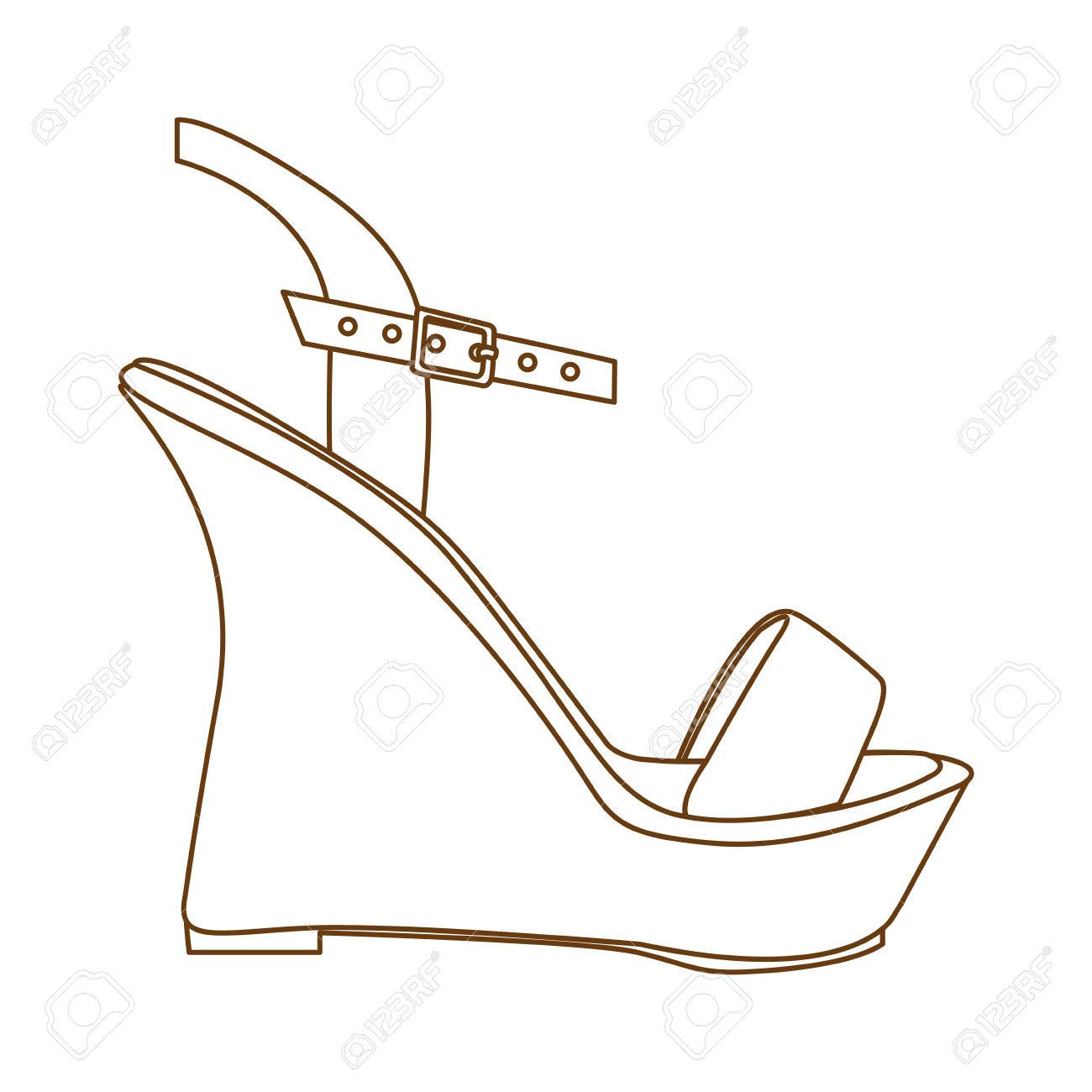 1300x1300 Wedge Sandal Shoe Icon Image Vector Illustration Design Royalty