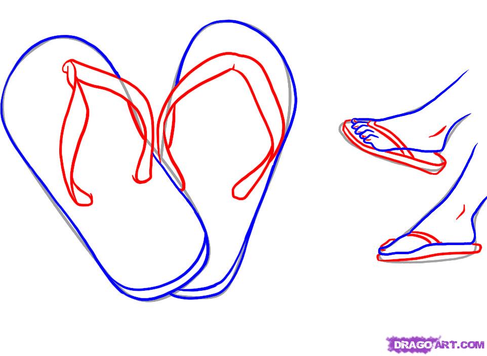 962x703 How To Draw Flip Flops Step 3 Beach Quotes