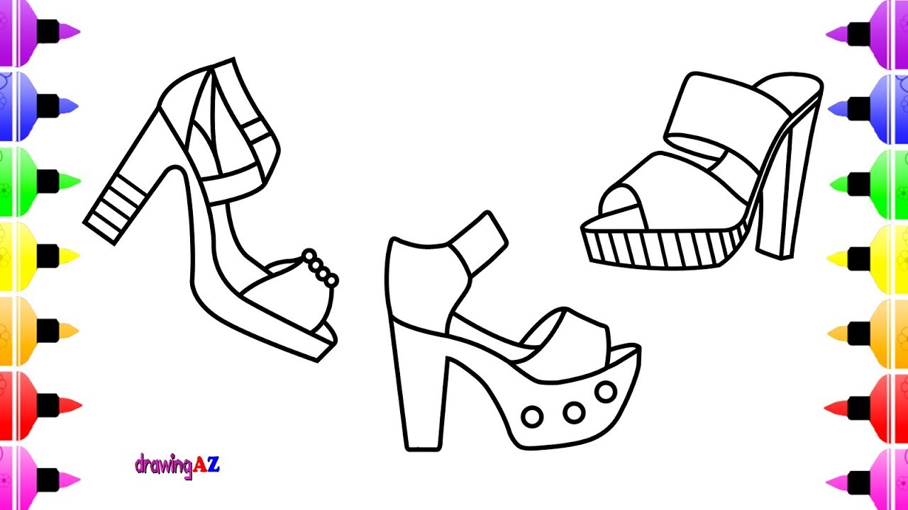 1280x720 How To Draw High Heels Sandals So Cute For Girls Coloring Page