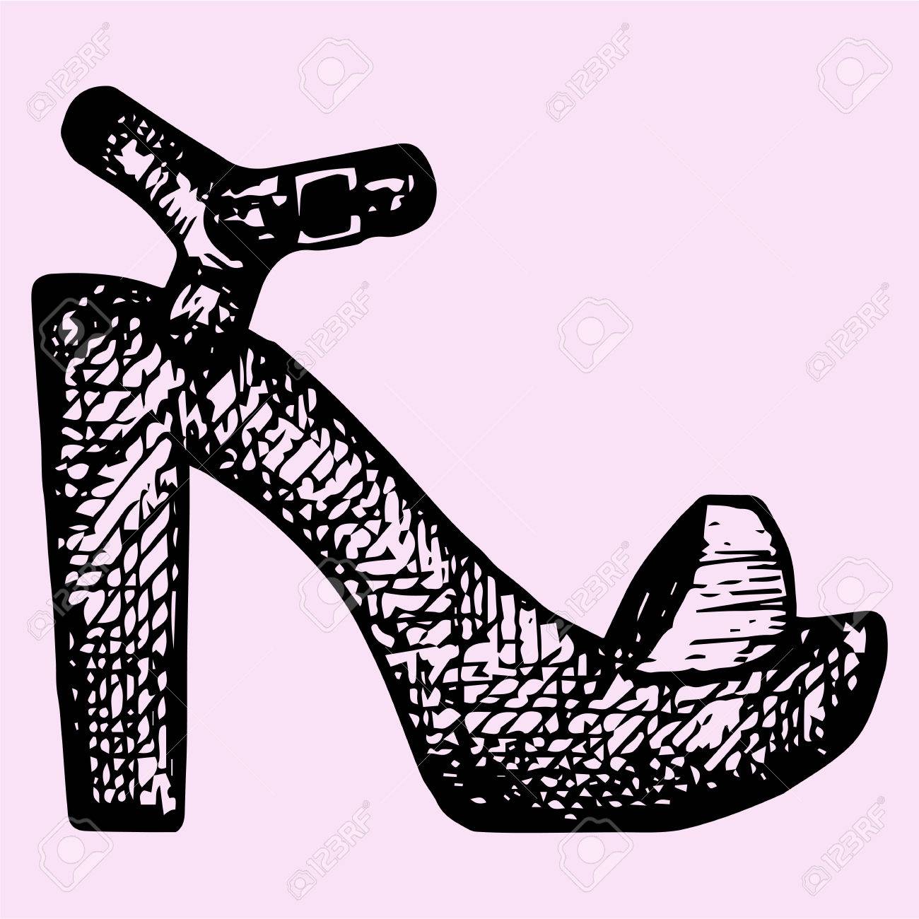 1300x1300 Women's Sandals, Doodle Style, Sketch Illustration, Hand Drawn