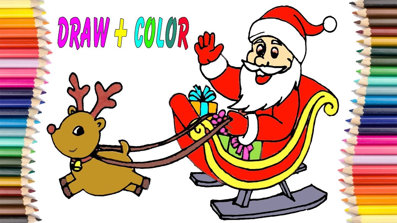 1280x720 How To Draw Santa Sleigh For Kid, Coloring Page For Kids