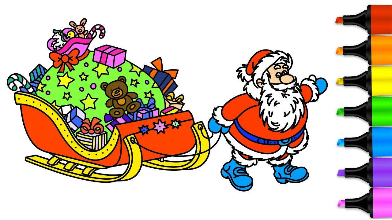 1280x720 How To Draw Santa's Sleigh Step By Step For Kids Christmas