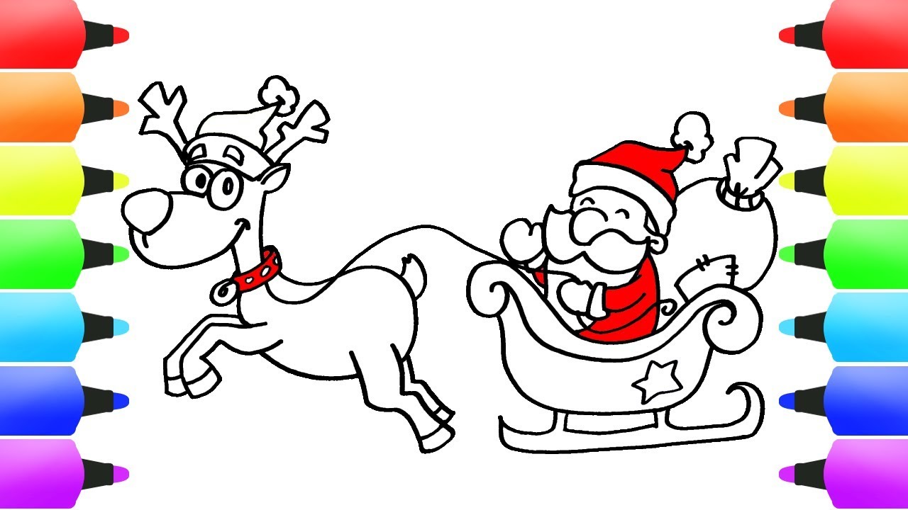 1280x720 Santa's Sleigh Amp Reindeer Fun Christmas Drawings Amp Coloring Book