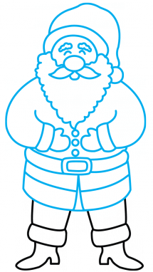 215x382 How To Draw Santa Clasu With Presents, Easy Step By Step Drawing