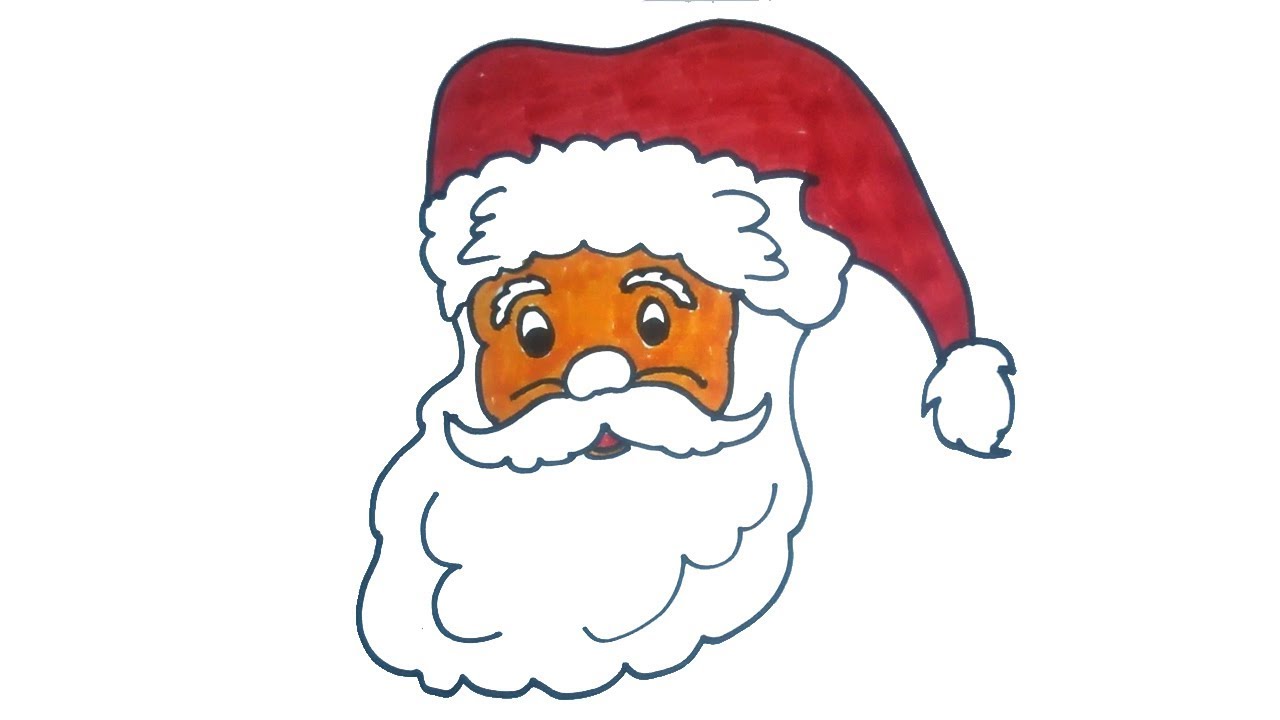 1280x720 Santa Claus Face Drawing How To Draw Santa Claus Step By Step