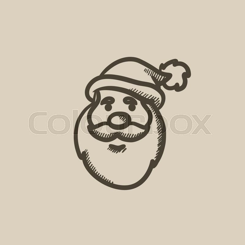 800x800 Santa Claus Face Vector Sketch Icon Isolated On Background. Hand