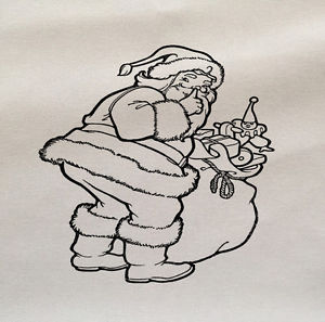 300x297 Santa Claus Shhh Drawing Printed On Fabric Panel Make A Cushion