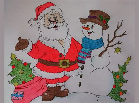 474x351 Christmas Drawings With Colour