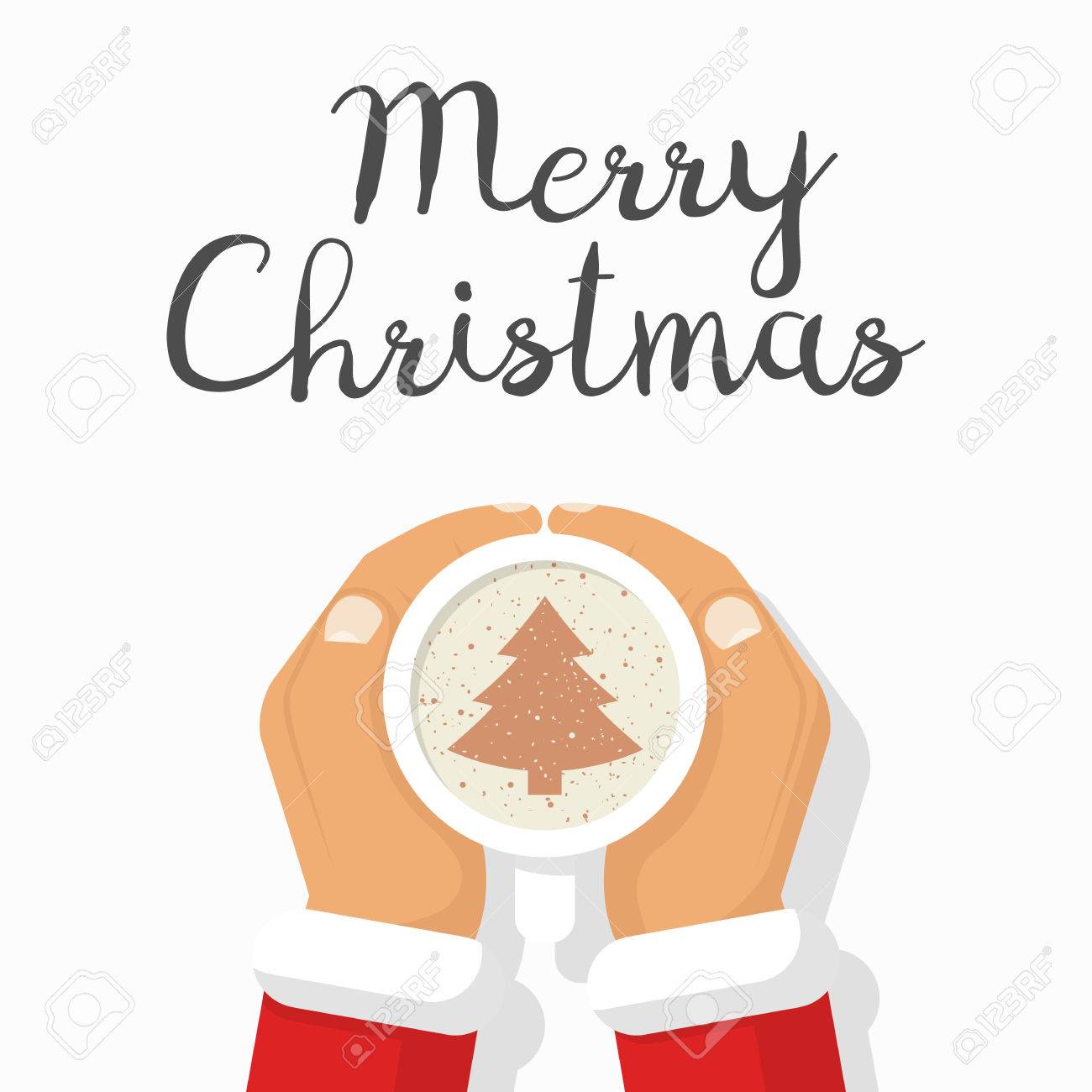 1300x1300 Santa Claus Holding Cup Of Coffee With Cream, Drawing Chocolate