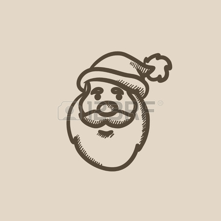 450x450 Santa Claus Face Vector Sketch Icon Isolated On Background. Hand