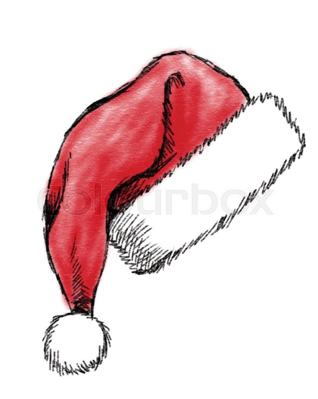 639x800 Hand Drawn Christmas Hat On White Background Stock Vector