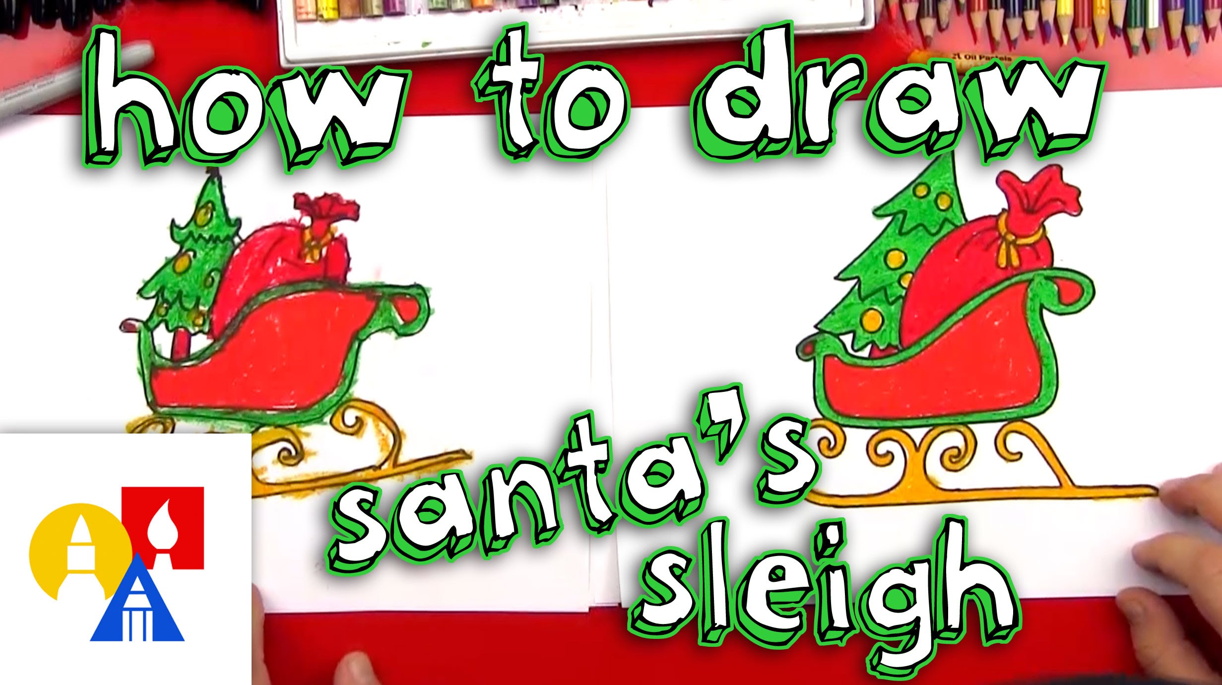 2463x1381 How To Draw Santa's Sleigh