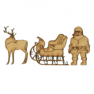 300x300 Santa, Sleigh Amp Reindeer Mdf Wood Set Of 3 For Christmas Crafts