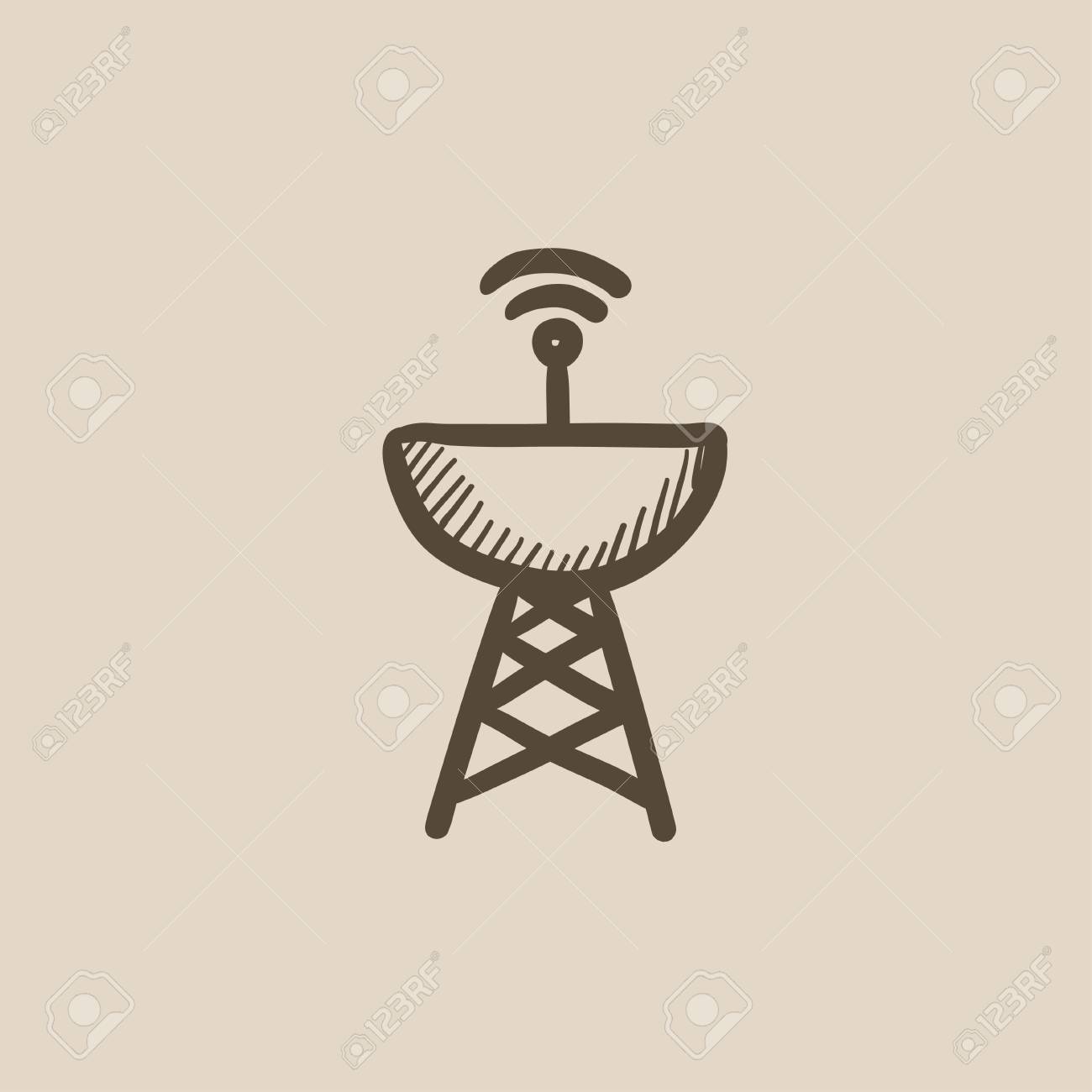 1300x1300 Radar Satellite Dish Vector Sketch Icon Isolated On Background