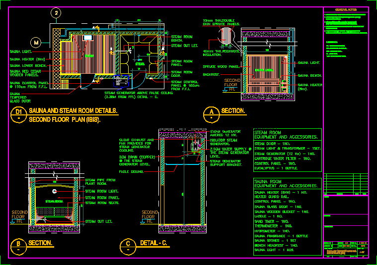 759x535 Sauna And Steam Room Details Dwg Detail For Autocad Designs Cad