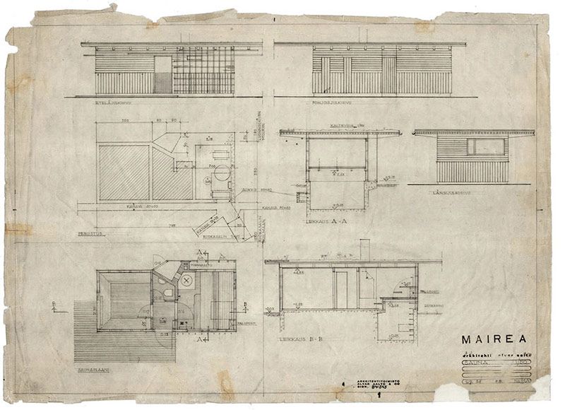 800x580 Villa Mairea 1938 39. (Sauna Detail) Saunas