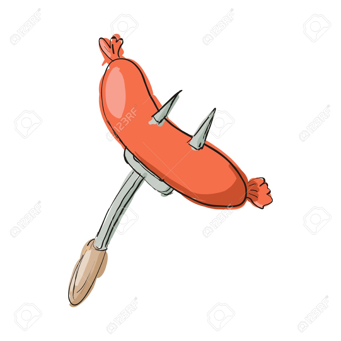 1300x1300 Sausage On A Fork Icon In Cartoon Style Isolated On White