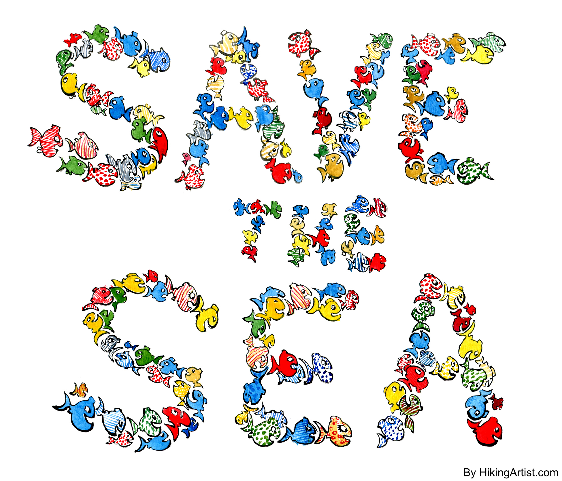1950x1671 Small Fishes Save The Sea Drawing The Hiking Artist Project By