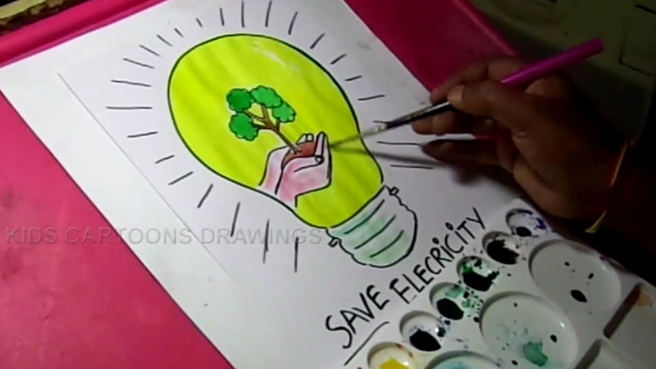 1280x720 How To Draw Save Electricity Save Energy Drawing For Kids