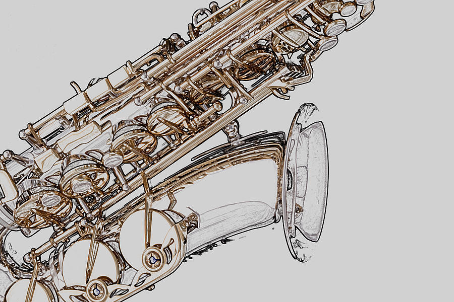 900x600 Saxophone Photo Drawing Photograph By M K Miller