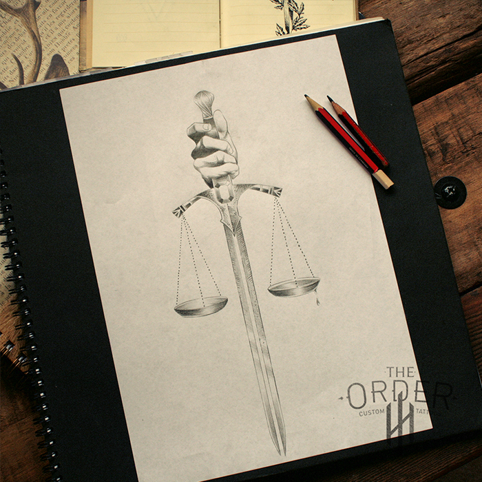700x700 Sword With Justice Scales Drawing Sketch