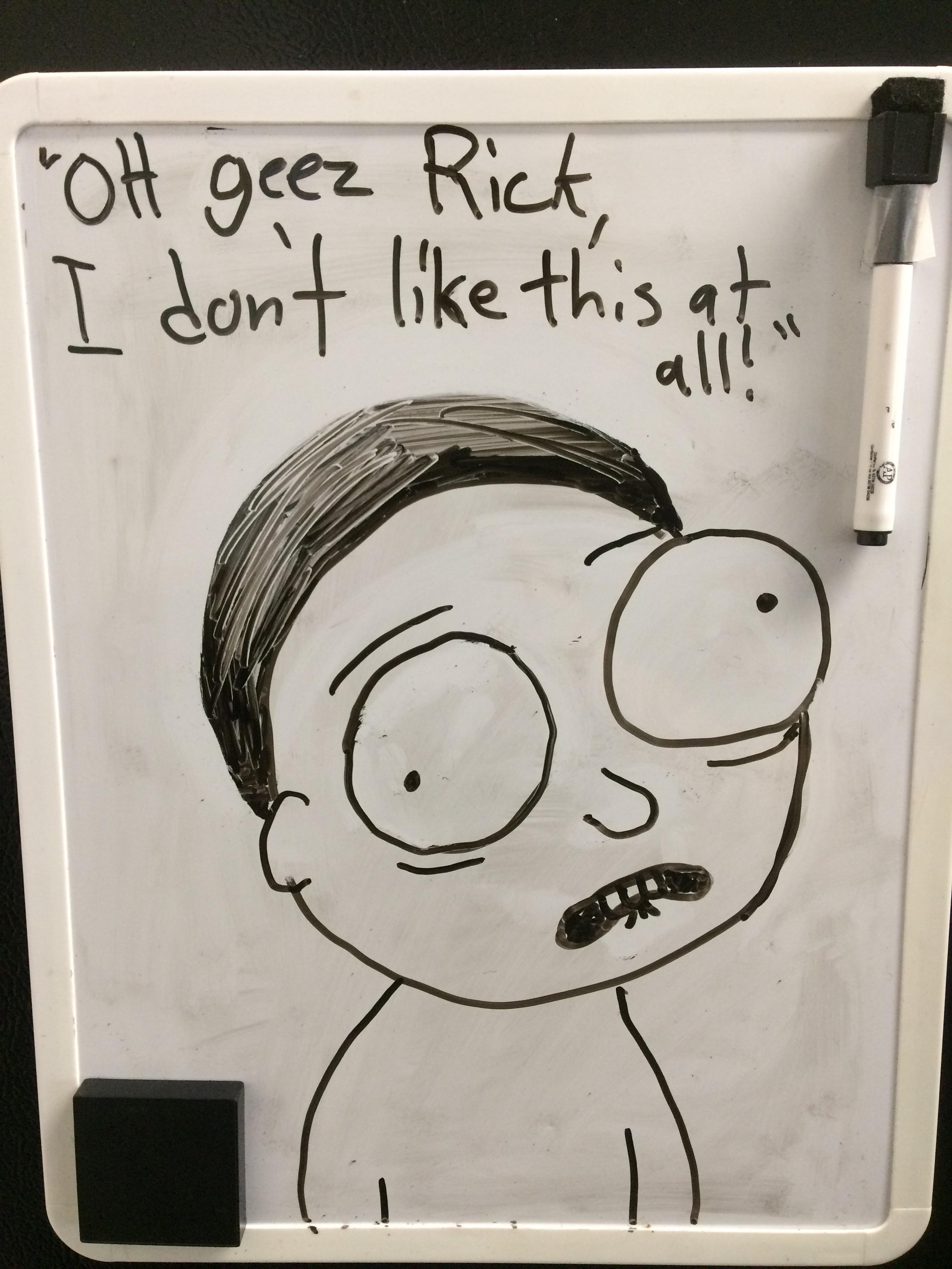 2448x3264 Whiteboard Drawing Of A Scared And Traumatized Morty. My Roommate