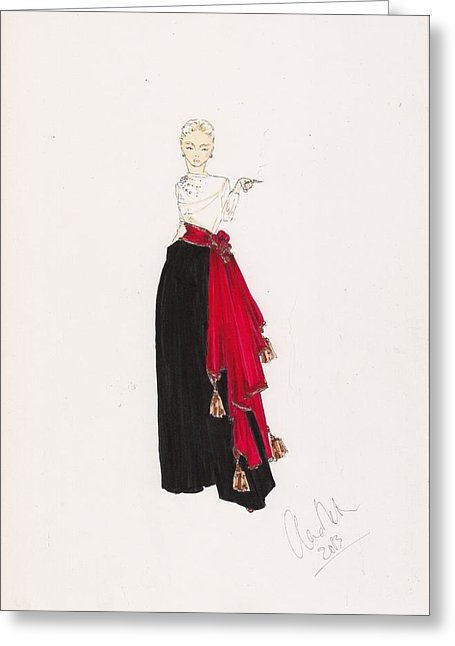 455x646 Fashion Drawing Red Scarf Dress Drawing By Alex Newton
