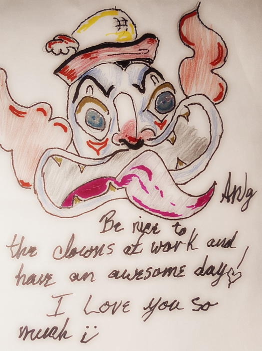 524x700 Scary Clown Face Drawing By Angela Lasky