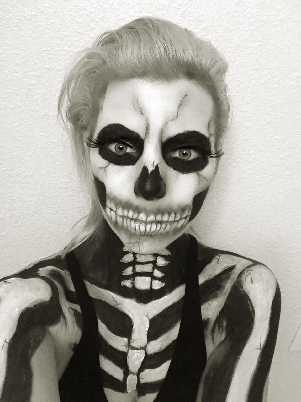 960x1280 My Version Of A Scary Skeleton. I Used Black Liquid Eyeliner