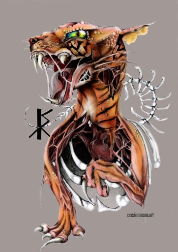 362x512 Tiger. Digital Art. Dragon. Teeth. Heart. Scary. Snake Eyes