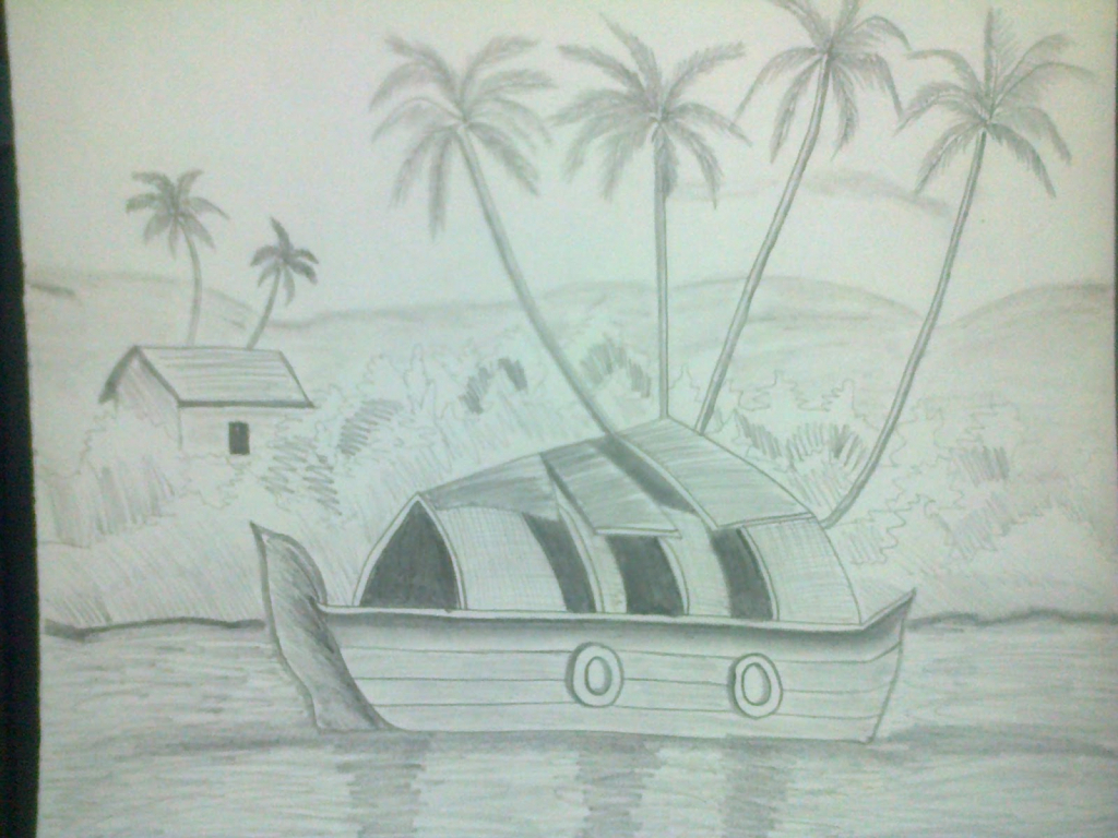 1024x768 Natural Drawing For Nature Nature Scene Drawing How To Draw