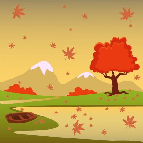 468x468 Autumn Scenery Vector Illustration With Cartoon Style Vectors