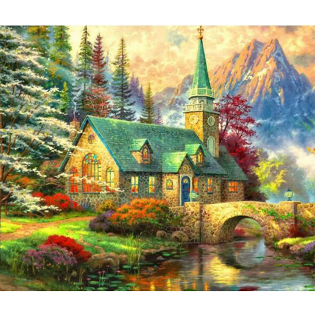 640x640 Diy Diamond Drawing Embroidery Decoration Painting Scenery Diamond