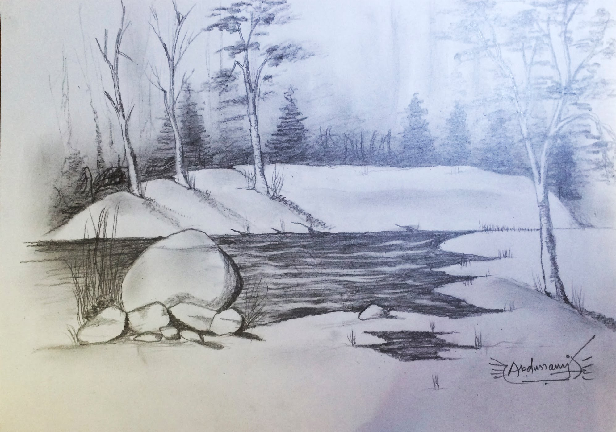 1995x1401 Sketches Of Scenery Drawn Scenic Pencil Sketching