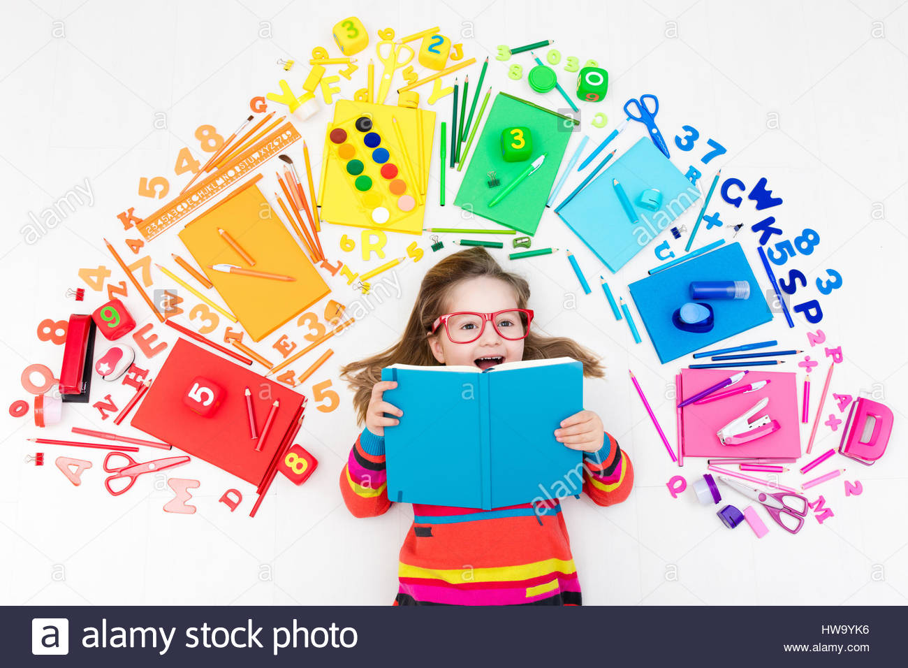 1300x956 Little Girl With School Supplies, Books, Drawing And Painting