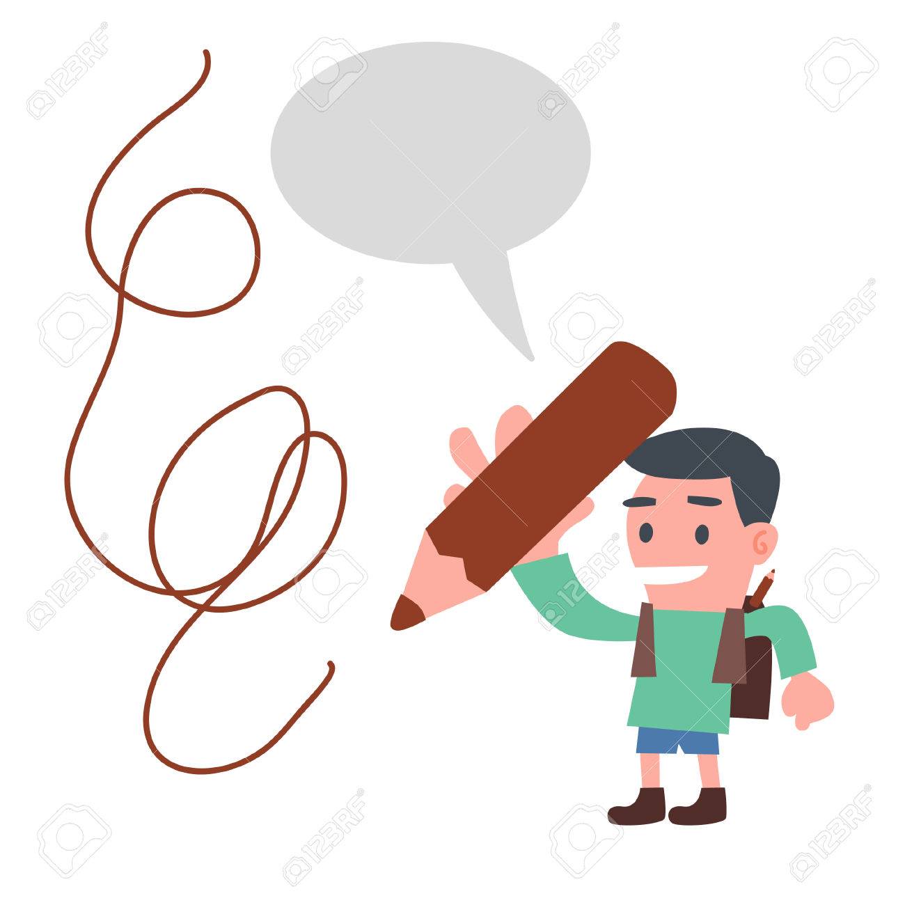 1300x1300 School Boy Drawing With Big Pencil Royalty Free Cliparts, Vectors