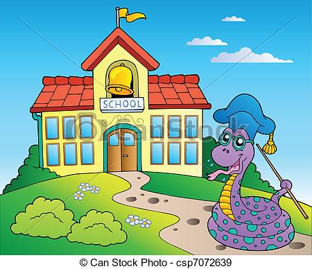 450x388 Snake Teacher With School Building