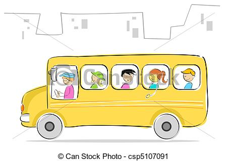 450x320 Kids School Bus. Illustration Of Kids Going To School