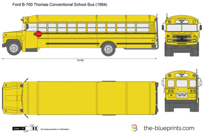 400x261 Ford B 700 Thomas Conventional School Bus Vector Drawing