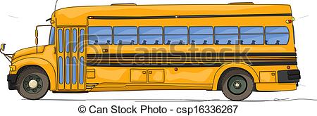 450x165 School Bus Cartoon Against White Background Clip Art Vector