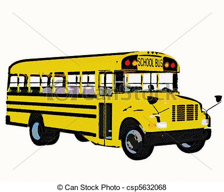 450x387 A Retro Style Yellow American School Bus Stock Illustration