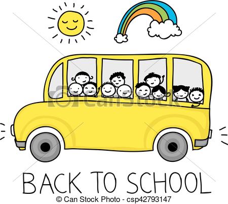 450x402 School Bus Doodle. Childish Drawing Of A School Bus Full Eps